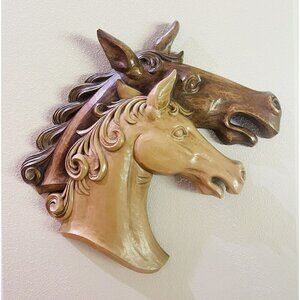 Syroco Horses Wall Plaque Midcentury MCM 1963 Vintage 20x21.5” Rodeo Cowboy Head